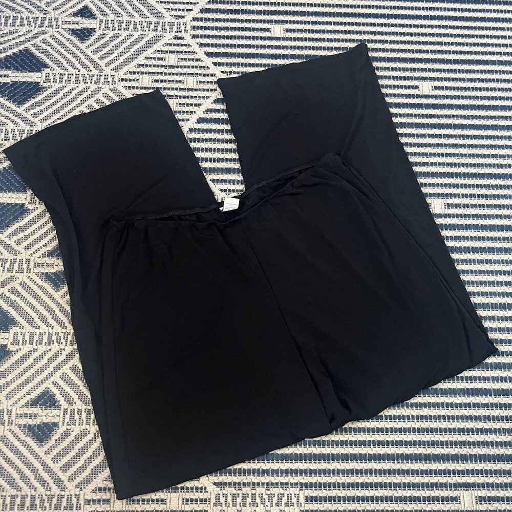 Chico's Women's Stretch Lightweight Elastic Waistband Black Wide Leg Pants
